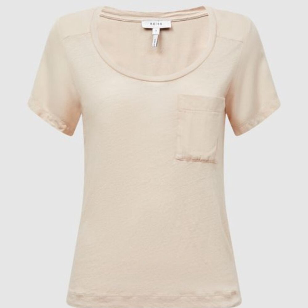 100% linen t-shirt (Reiss) in stone - Picture 2 of 10